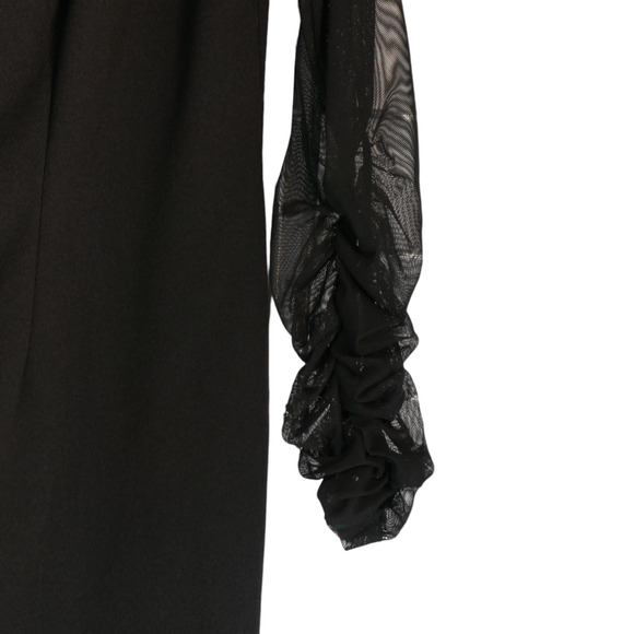 NEW Ashley Stewart Midi Dress Womens Size 18 20 Black Stretch Sheer Sleeves Boho - Picture 4 of 7